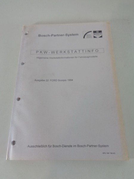 Werkstatthandbuch von Bosch für Ford Scorpio Stand 07/1995