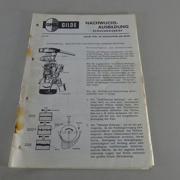 Schulungsunterlage Opel Motoren 1,1 Ltr. - 2,8 Ltr. Kühlung Ausgabe-Nr. 2/70