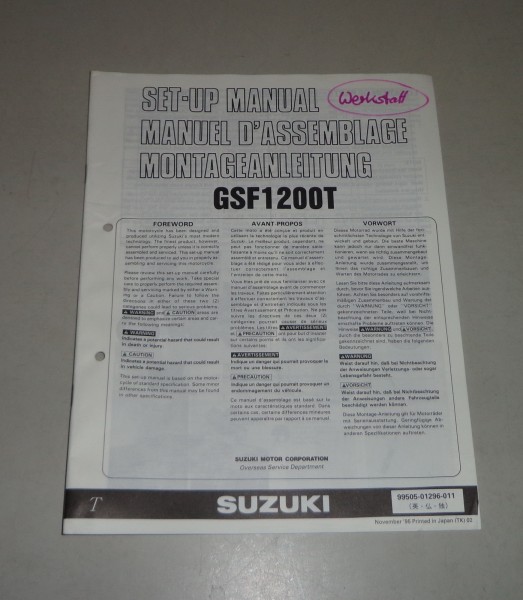 Montageanleitung / Set Up Manual Suzuki GSF 1200 Stand 11/1995