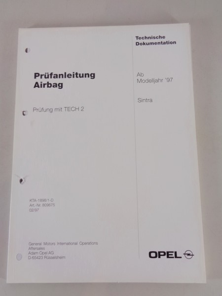 Werkstatthandbuch Prüfanleitung Opel Sintra Airbag ab Modelljahr 1997