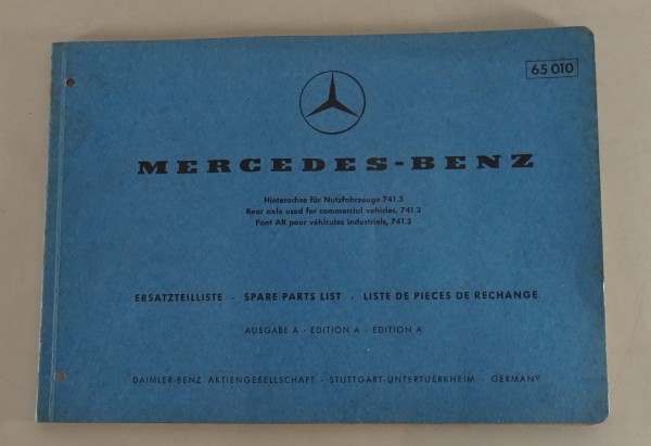 Teilekatalog Mercedes Hinterachse für Nutzfahrzeuge 741.3 von 07/1971