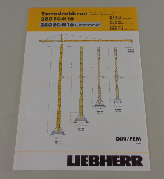 Datenblatt Liebherr Turmdrehkran 280 EC-H 16 FR.tronic / 280 EC-H 16 Litronic