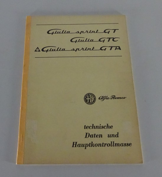 Werkstatthandbuch Alfa Romeo Giulia Sprint GT + GTA / Giulia GTC Stand 06/1966