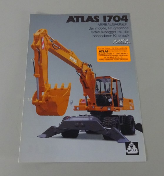 Prospekt / Broschüre Atlas Verbaubagger 1704 Stand 04/1990