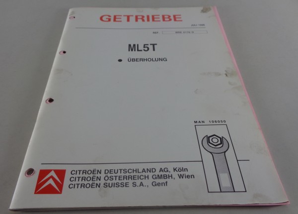 Werkstatthandbuch Citroen Getriebe ML 5T Überholung Stand 07/1996