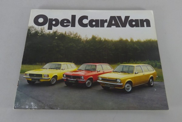 Prospekt / Broschüre Opel Rekord D / Kadett C / Ascona A Caravan Stand 09/1973