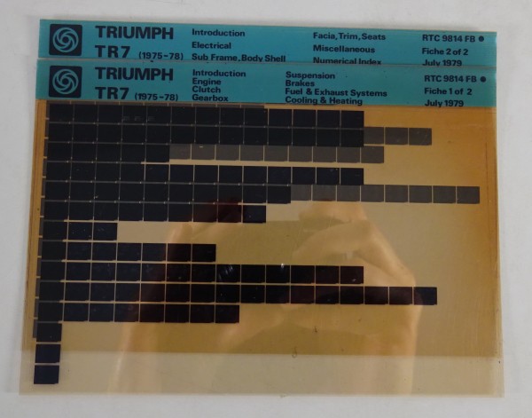 Microfiche Catalogo Ricambi Triumph TR7 1975 - 1978 Stand 07/1979