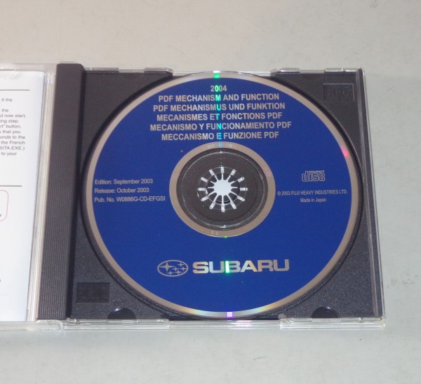 Werkstatthandbuch auf CD Subaru Mechanismus und Funktion - 2004