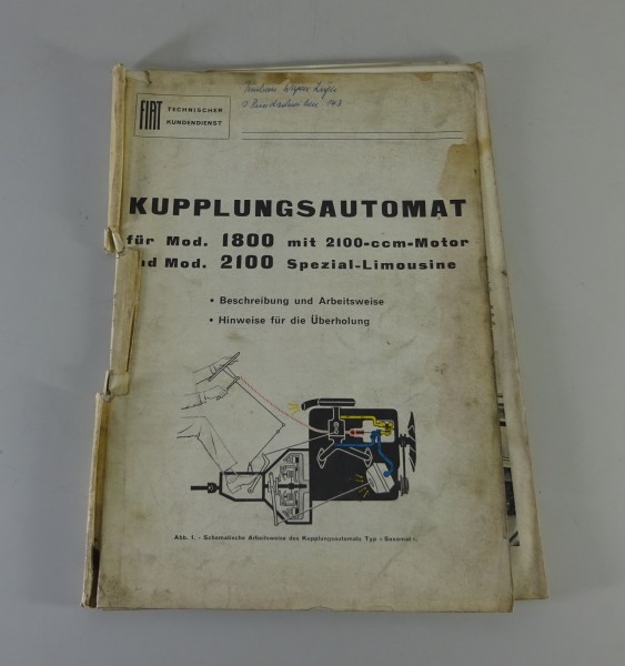 Werkstatthandbuch Fiat Kupplungsautomat für 1800 + 2100 Stand 03/1961