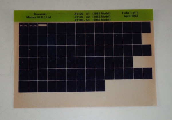 Microfich Ersatzteilkatalog Kawasaki Z 1100 A1 - A3 Model 1981-83 Stand 04/83