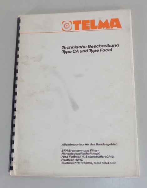 Technische Beschreibung Telma Wirbelstrombremsen CA / FOCAL