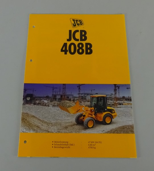 Prospekt / Broschüre JCB Radlader 408B Stand 08/1996