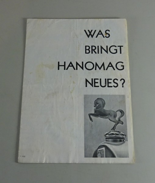 Prospekt / Broschüre Hanomag 3/16 PS Limousine + Kabriolett Stand ca. 1930