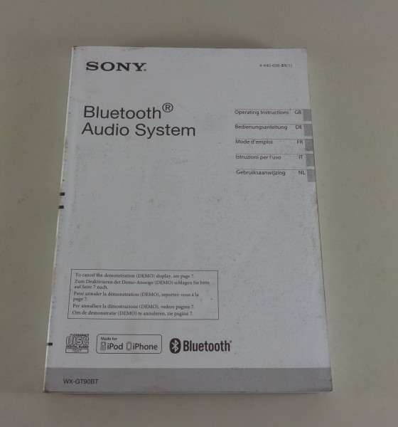 Betriebsanleitung Autoradio Sony Bluetooth Audio System / CD / USB / iPod v.2012