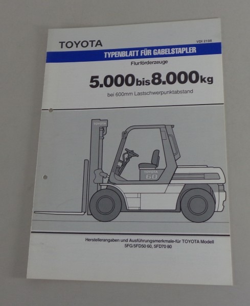 Prospekt Toyota Gabelstapler 5FG50, 5FD50, 5FG60, 5FD60, 5FD70, 5FD80