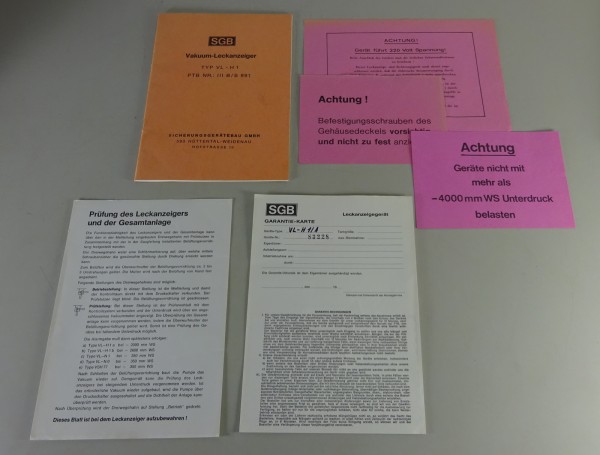 Handbuch SGB Vakuum - Leckanzeiger Typ VL - H1 PTB Nr. III B/S 891