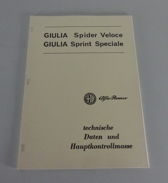 Werkstatthandbuch Alfa Romeo Giulia Spider Veloce/Sprint Speciale 9/66 Nachdruck