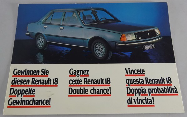 Prospekt / Broschüre Renault R18 Gewinnspiel Stand 1979