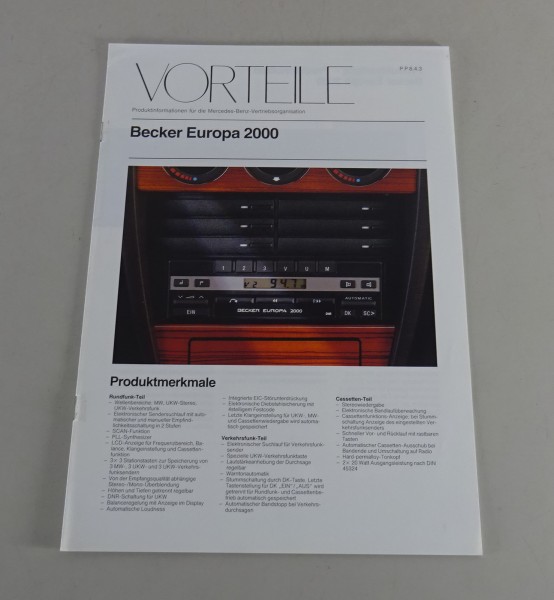 Produktinformationen "Vorteile" Mercedes Becker Europa 2000 von 1990
