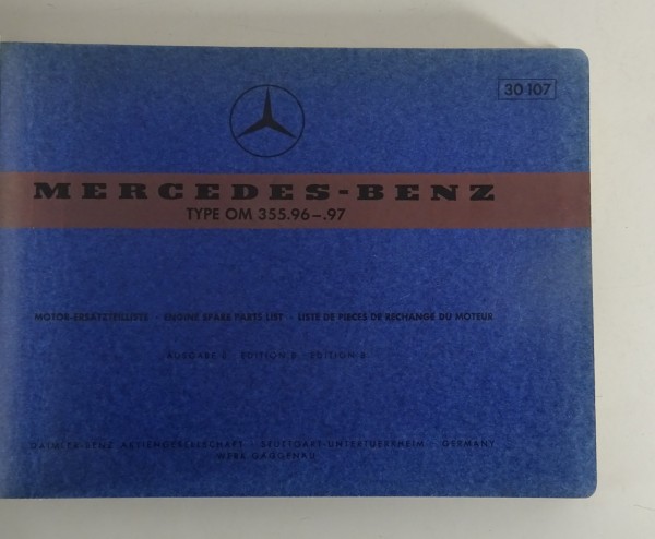 Teilekatalog Mercedes Benz Motor OM 355.96-.97 Stand 02/1970, Ausgabe B