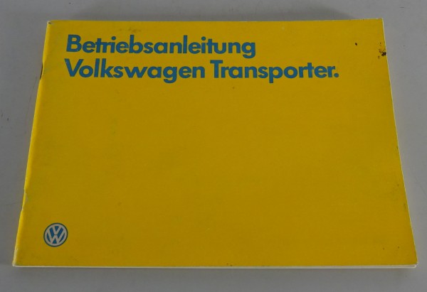 Betriebsanleitung VW T3 Transporter Wassergekühlt, Benziner & Diesel Stand 1983
