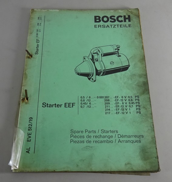 Teilekatalog Bosch Starter EEF 0,8 - 1 PS von 01/1973