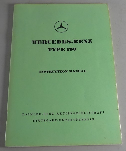 Owner's Manual / Handbook Mercedes W121 Ponton 190 Stand 04/1956