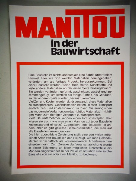 Prospekt / Broschüre Manitou „ain der Bauwirtschaft" Produktprogramm