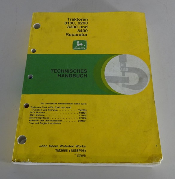 Werkstatthandbuch Reparaturanleitung John Deere Traktor 8100 8200 8300 8400