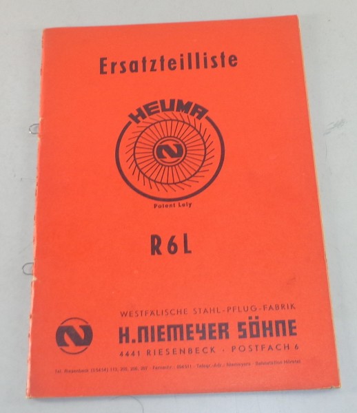 Teilekatalog / Ersatzteilliste Niemeyer Heuma R6L