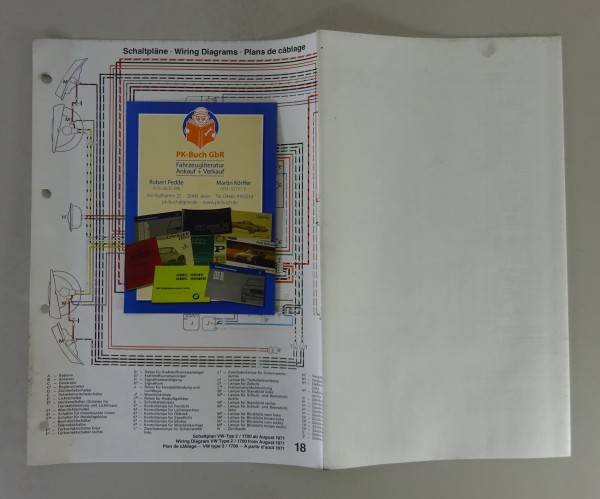 Elektrischer Schaltplan / Stromlaufplan VW Transporter T2a/b 1700 Modelljahr ´72