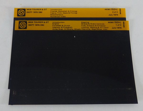 Microfich Ersatzteilkatalog MG - B Raodster & GT ab September 1976 Stand 07/1979