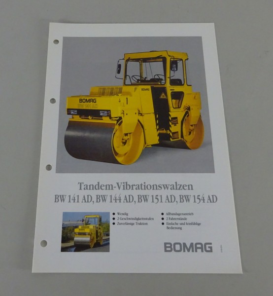 Prospekt Bomag Tandem-Vibrationswalzen BW 141 / 144 AD / 151 / 154 AD von 2/1992