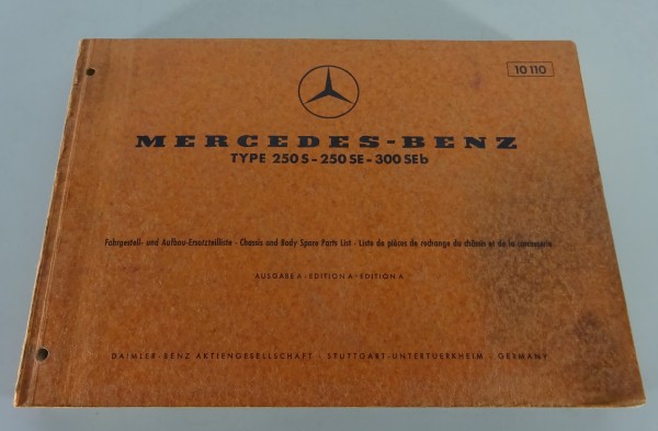 Teilekatalog Mercedes Benz W108 250S / 250SE / 300SEb Stand 11/1965 (10110)