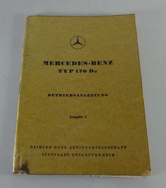 Betriebsanleitung / Handbuch Mercedes W136 170 Da Diesel von 06/1951