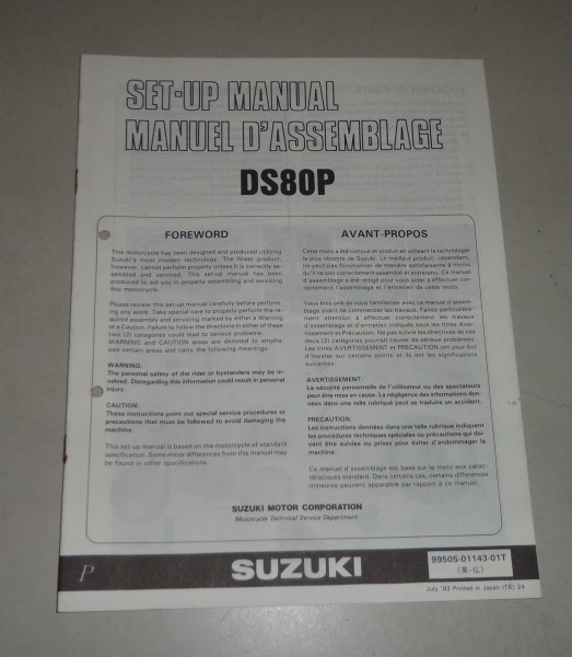 Montageanleitung / Set Up Manual Suzuki DS 80 Stand 07/1992