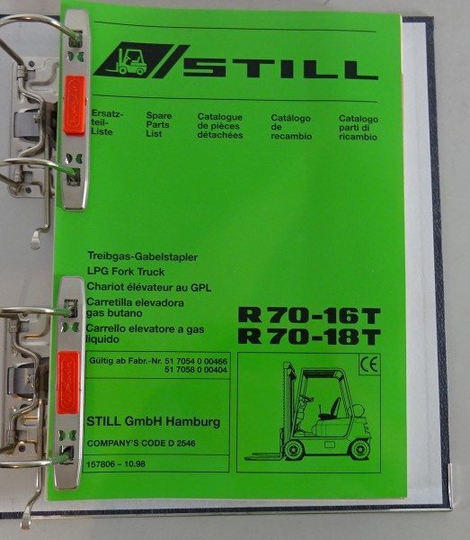 Teilekatalog Still Treibgas-Gabelstapler R 70-16 T / R 70-18 T von 10/1998