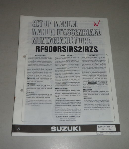 Montageanleitung / Set Up Manual Suzuki RF 900 R / RS / RZ Stand 10/1994