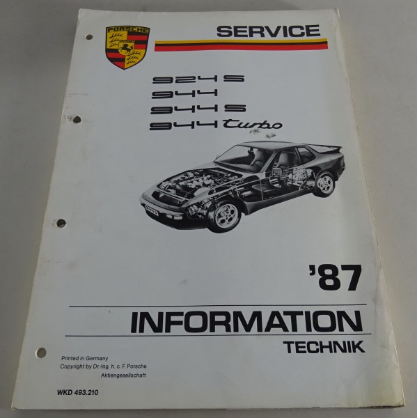 Kundendienst-Information Porsche 924 S / 944 / 944 S / 944 Turbo Modelljahr 1987