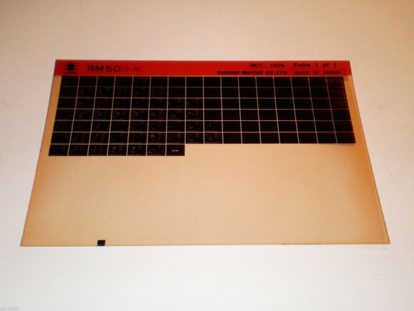 Microfich Ersatzteilkatalog Suzuki RM 50 Stand 10/1978