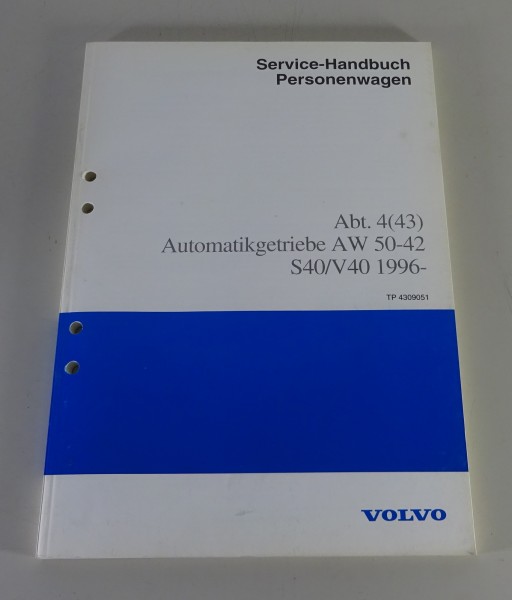 Werkstatthandbuch Volvo S40 / V40 Automatikgetriebe AW50-42 von 07/1996