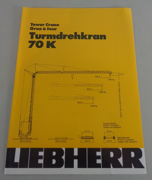 Datenblatt / Technische Beschreibung Liebherr Turmdrehkran 70 K von 02/1980