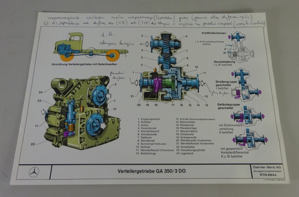 Schnittbild Mercedes-Benz Verteilergetriebe GA 350/3 DO Stand 11/1970