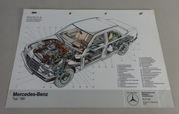 Schnittbild / Schnittzeichnung Mercedes-Benz W201 190 Babybenz Stand 03/1983