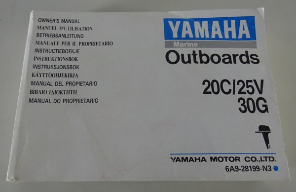 Betriebsanleitung / Owner´s Manual Yamaha Außenborder 20C / 25V / 30G Stand 1993