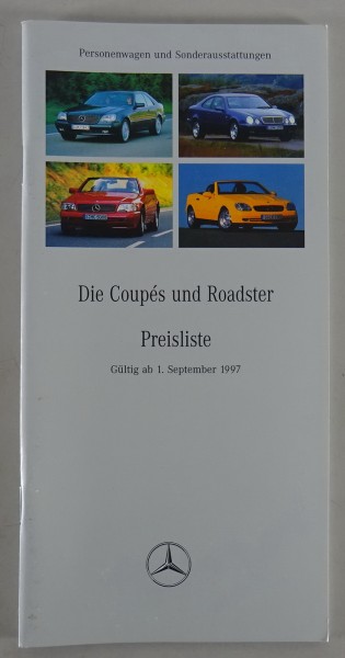 Preisliste Mercedes Benz R170 / C208 / R129 / C140 gültig ab 01/09/1997