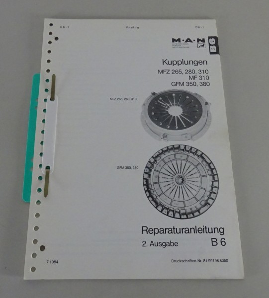 Reparaturanleitung MAN Kupplung MFZ 265, 280, 310 / MF 310 / GFM 350, 380-7/1984