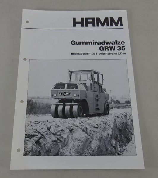 Prospekt / Broschüre HAMM Gummiradwalze GRW 35 Stand 02/1987