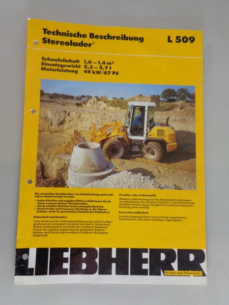 Datenblatt / Technische Beschreibung Liebherr Stereolader L 509 Stand 03/1995