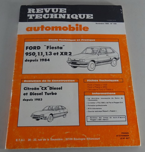 Reparaturanleitung Revue Technique Ford Fiesta / Citroen CX Stand 11/1984